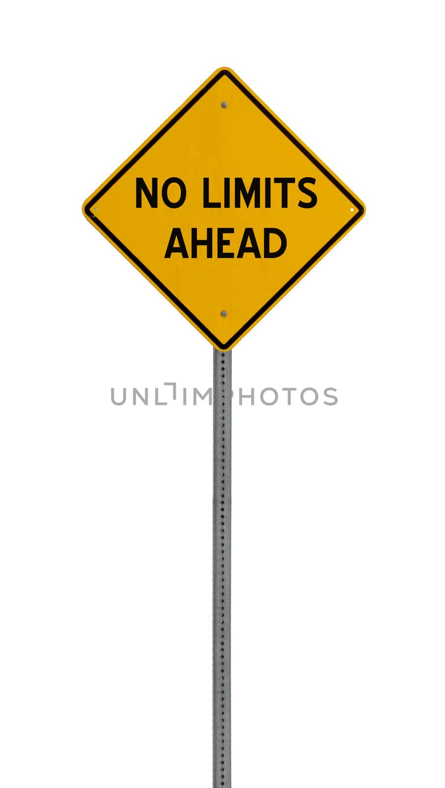 no limits ahead - Yellow road warning sign by jeremywhat