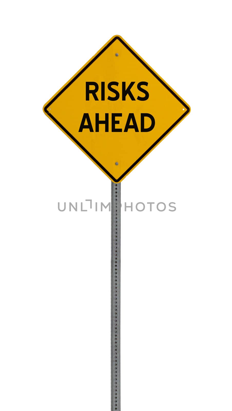  risk ahead - Yellow road warning sign by jeremywhat