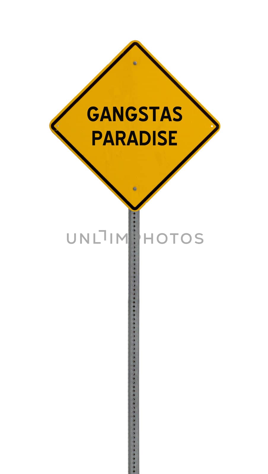gangstas paradise - Yellow road warning sign by jeremywhat