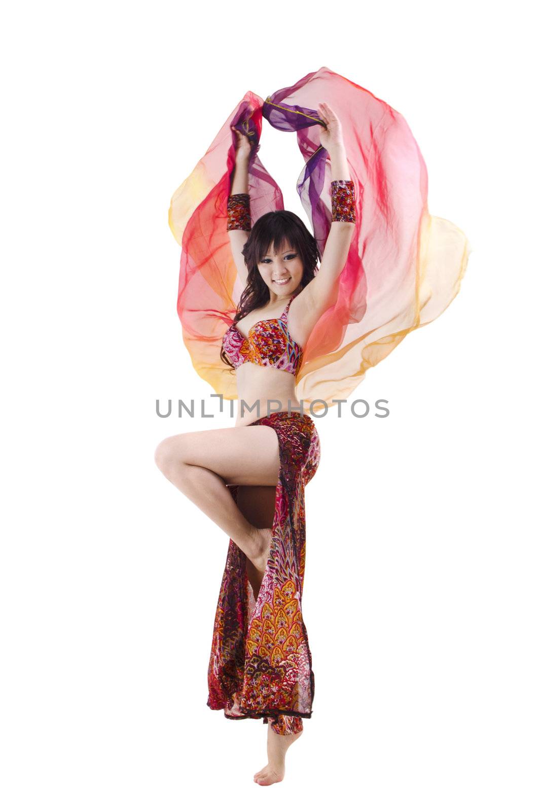 Sexy Belly dancer on white background