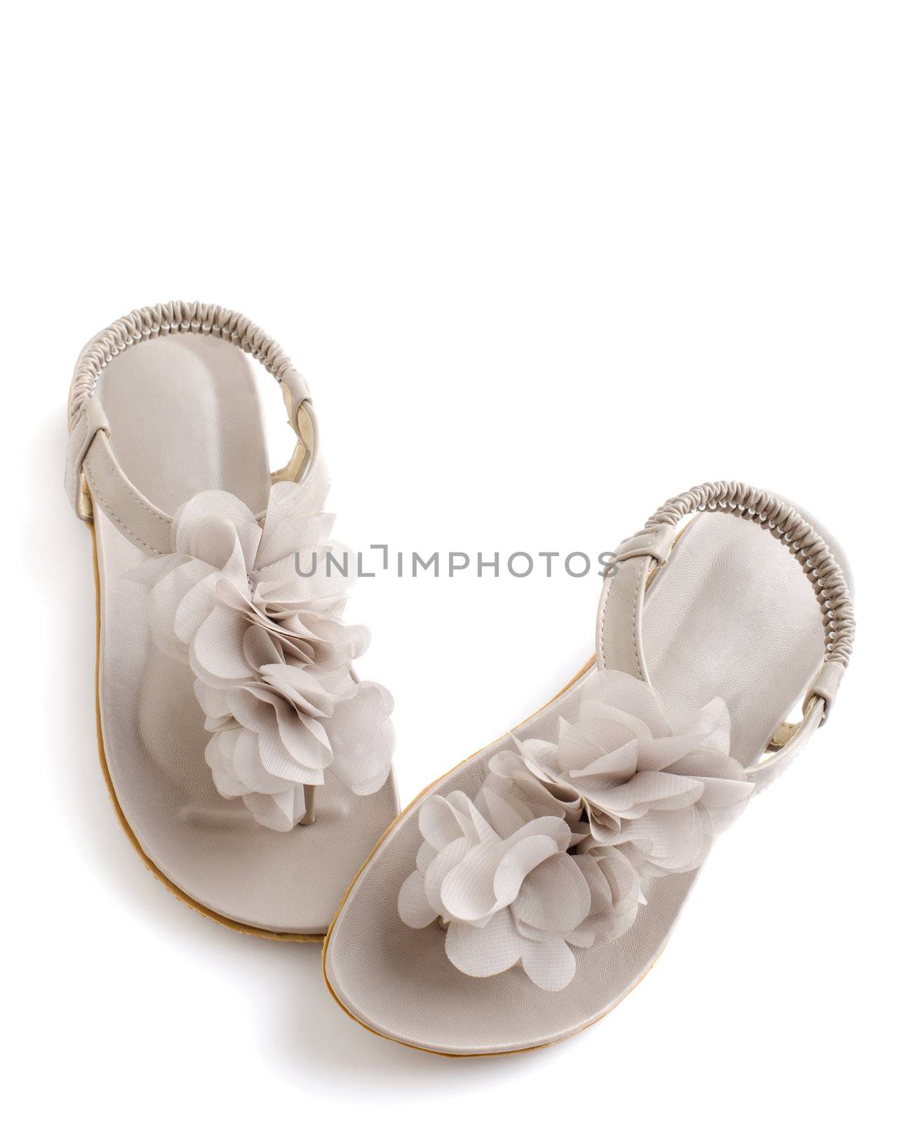 Pink woman flat shoes on white background