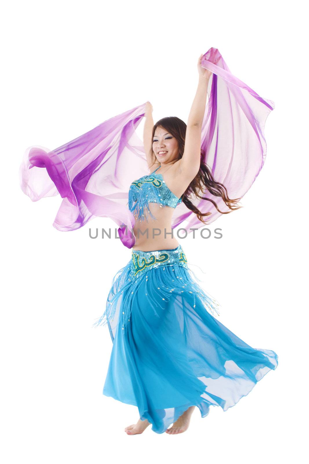 Belly dancer on white background