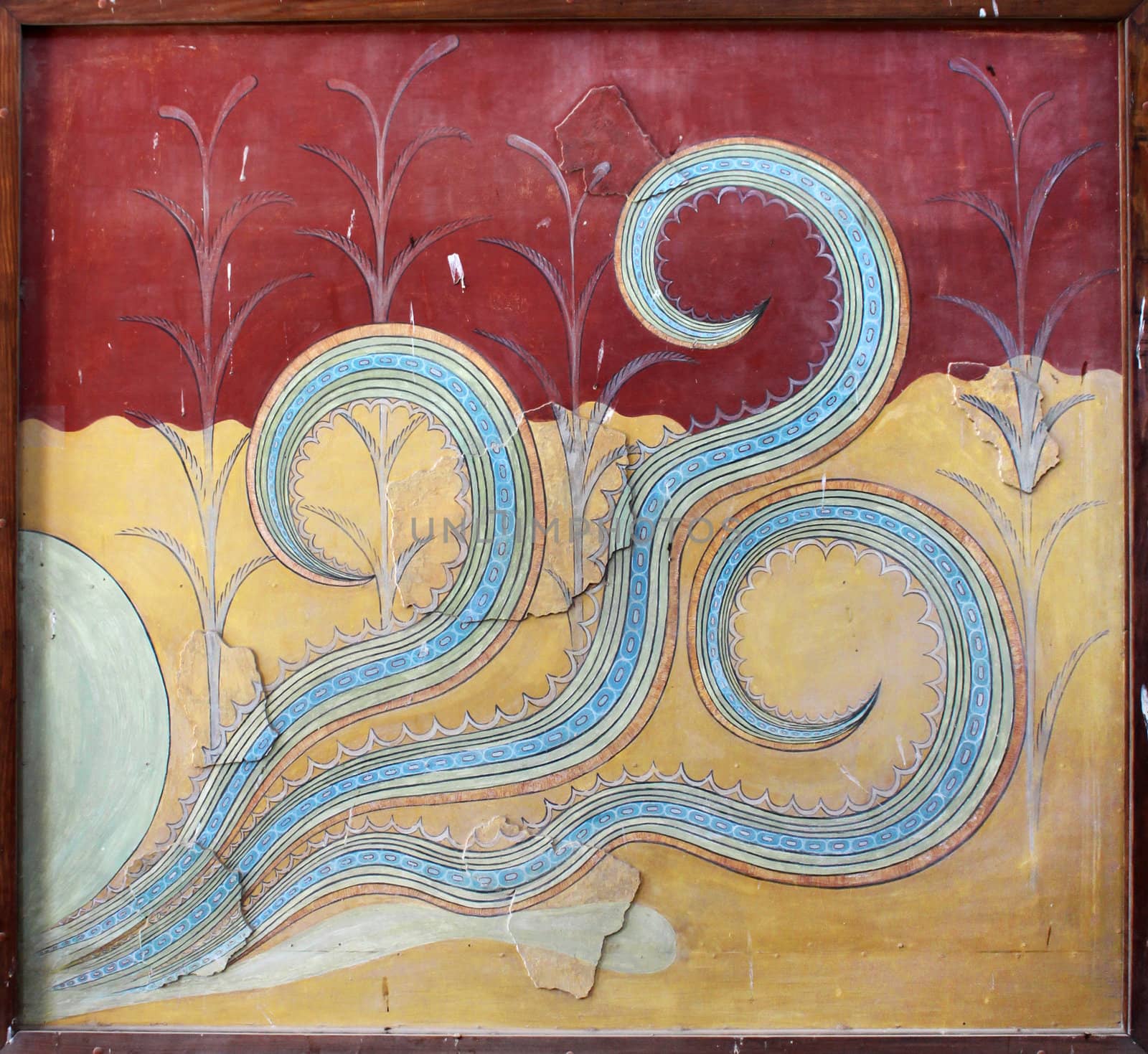 Minoan floral theme mural painting fresco by anterovium