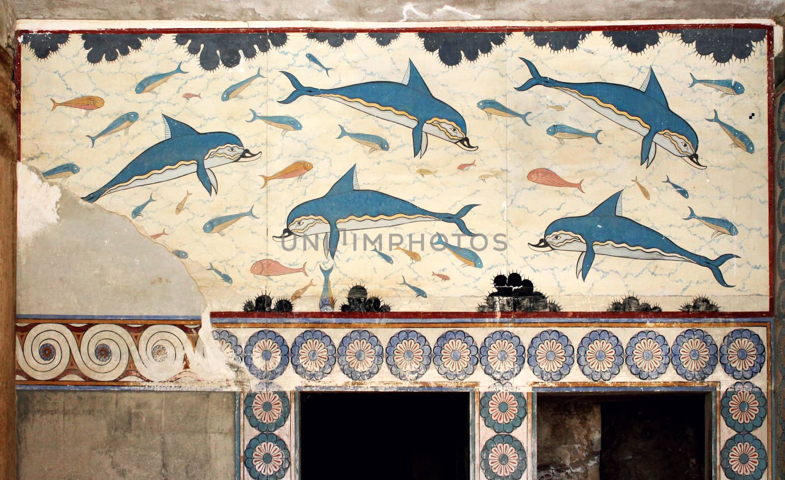 Minoan dolphins mural painting fresco by anterovium