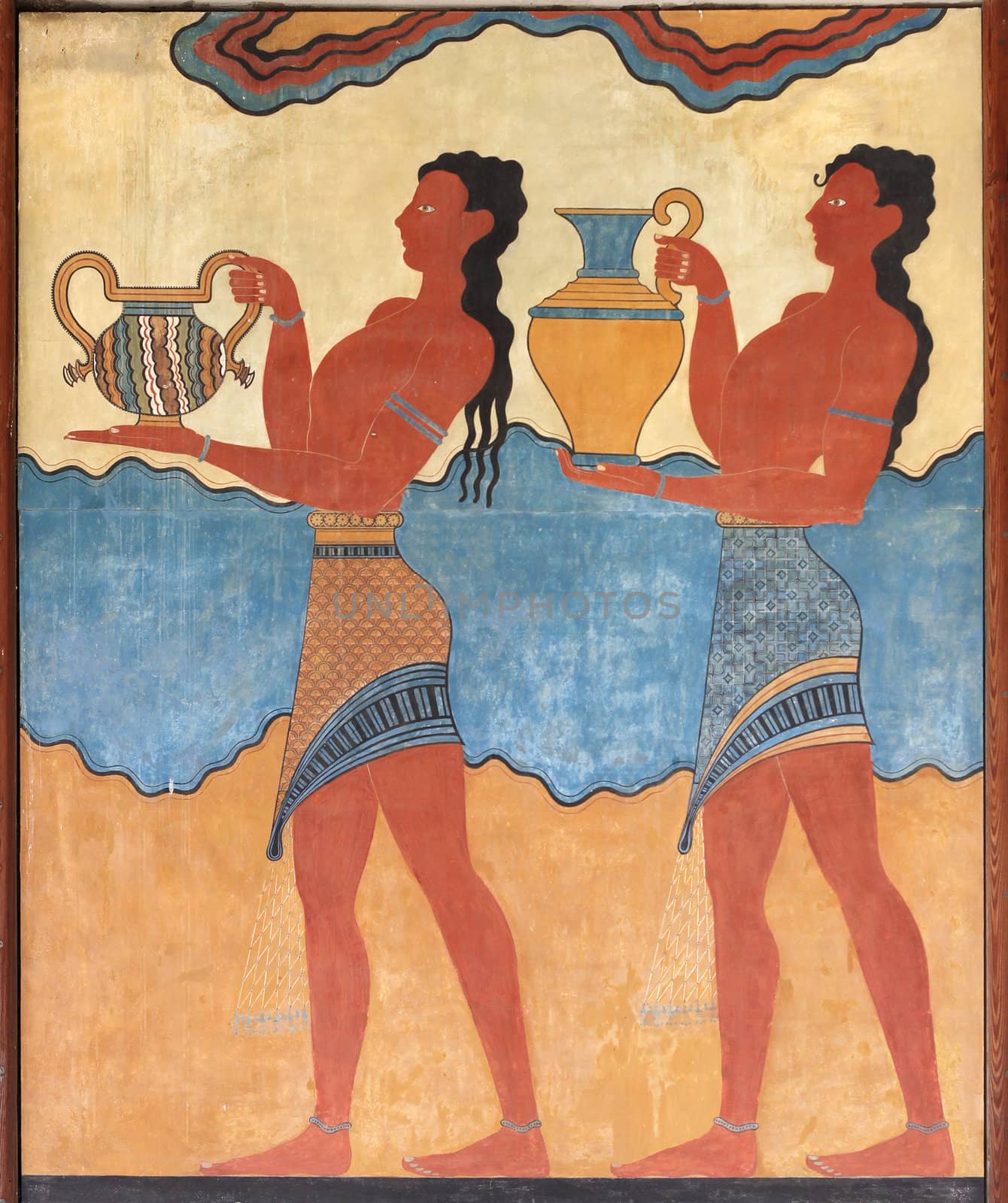 Minoan figures mural painting fresco by anterovium