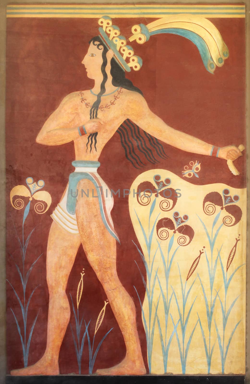 Minoan warrior mural wall painting fresco Knossos Crete Greece