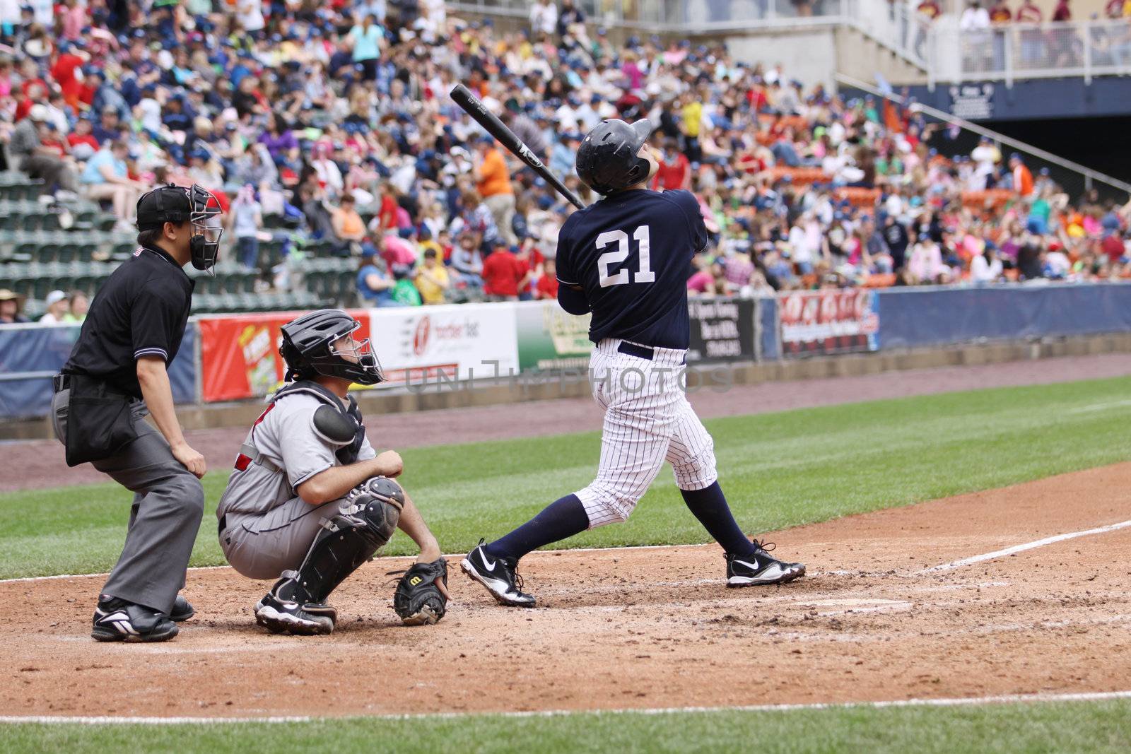 SCRANTON, PA - MAY 24: Scranton Wilkes Barre Yankees batter Jesus Montero swings in a game against the Indianapolis Indians at PNC Field on May 24, 2011 in Scranton, PA.