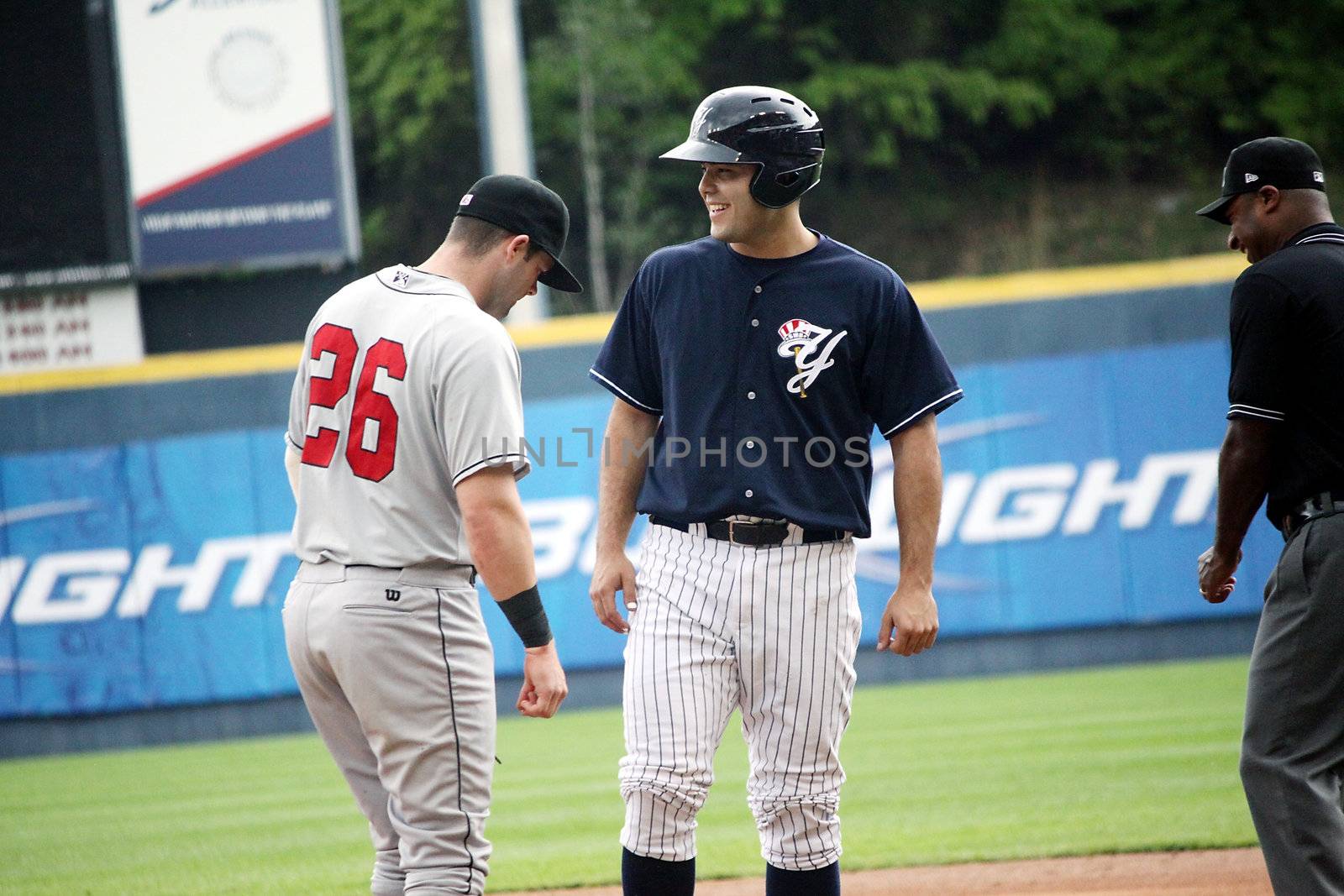 SCRANTON, PA - MAY 24: Scranton Wilkes Barre Yankees batter Jesus Montero stands on first base during a game against the Indianapolis Indians at PNC Field on May 24, 2011 in Scranton, PA.