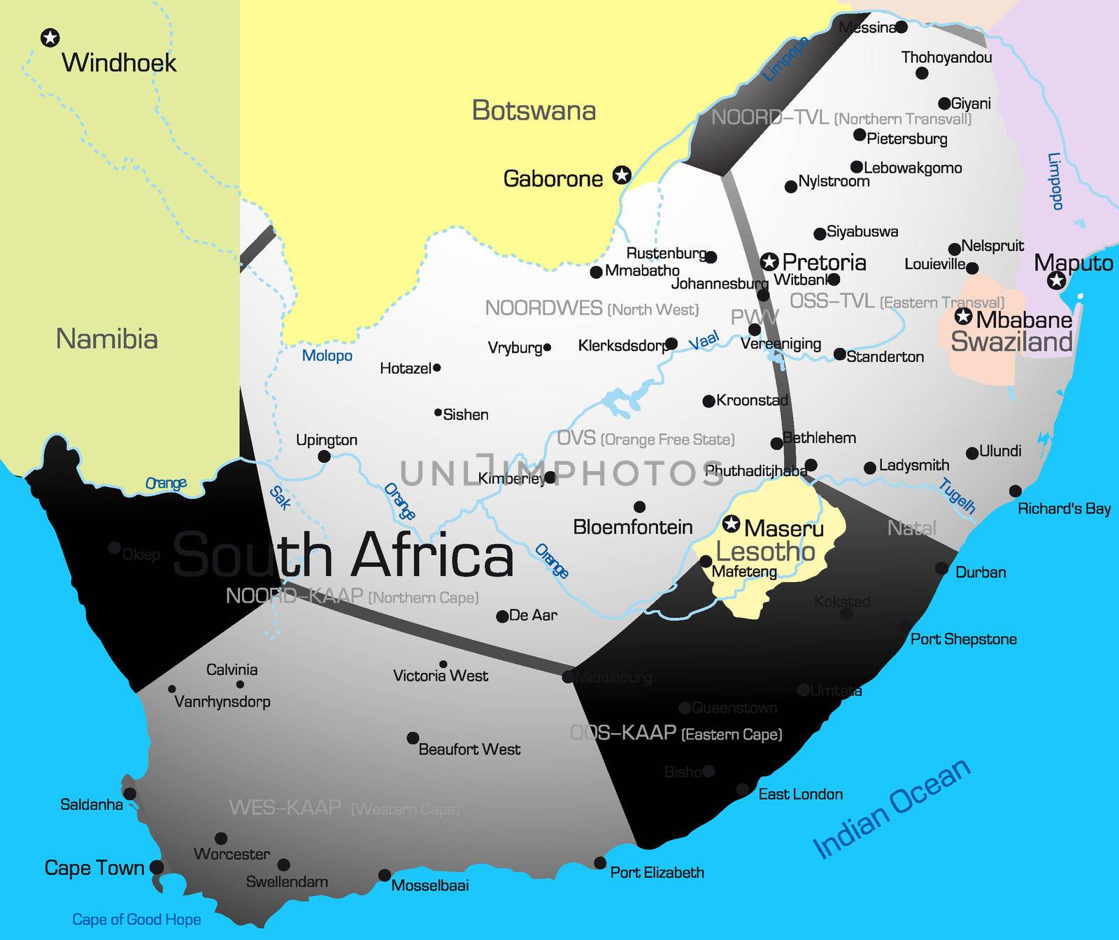 World cup football 2010 in south africa.
Vector color map of country.
