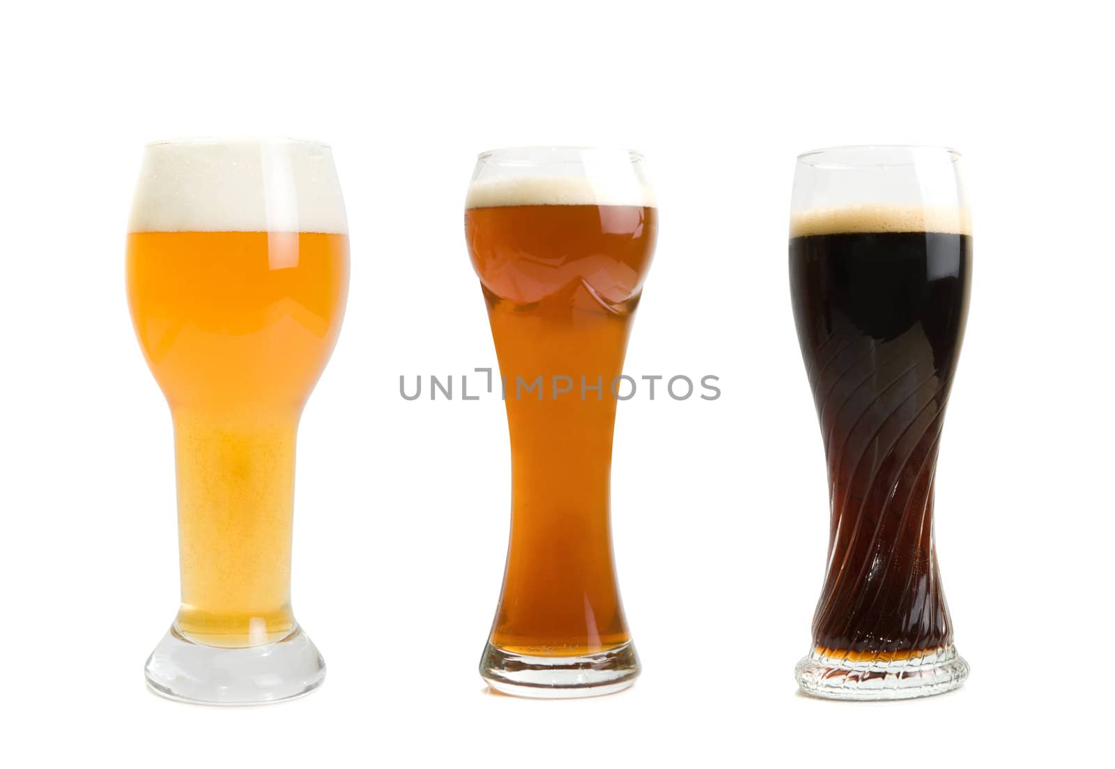 Set of different Beer Glasses  isolated on a white background