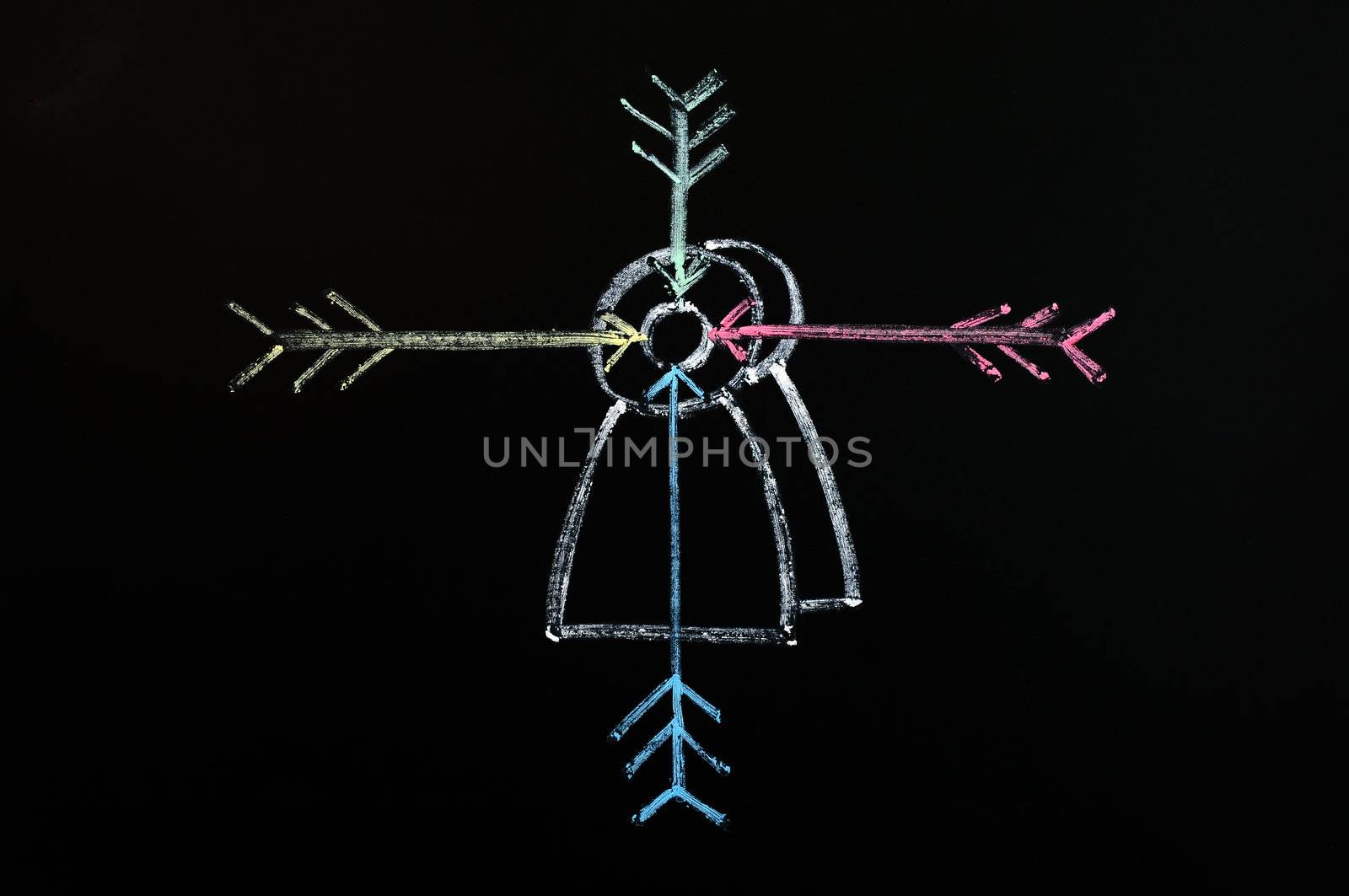 Chalk drawing concept of "Target your customers" on a blackboard