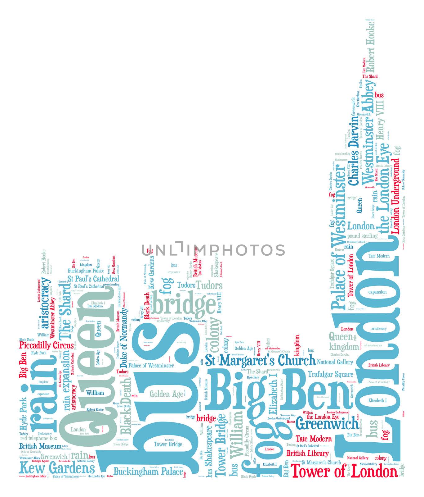 London Big Ben silhouette word cloud