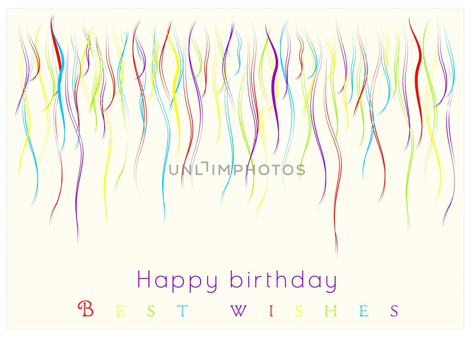 best wishes and congratulations card with colored ribbons