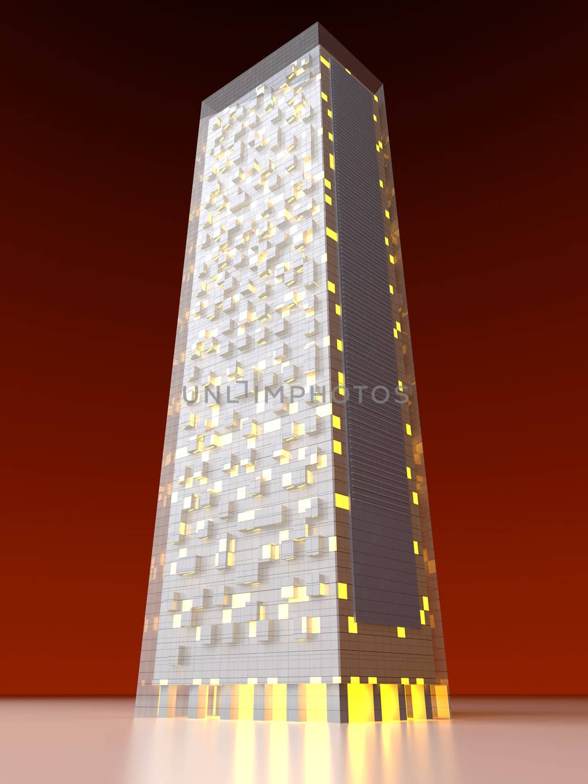 A contemporary skyscraper. 3D rendered Illustration.