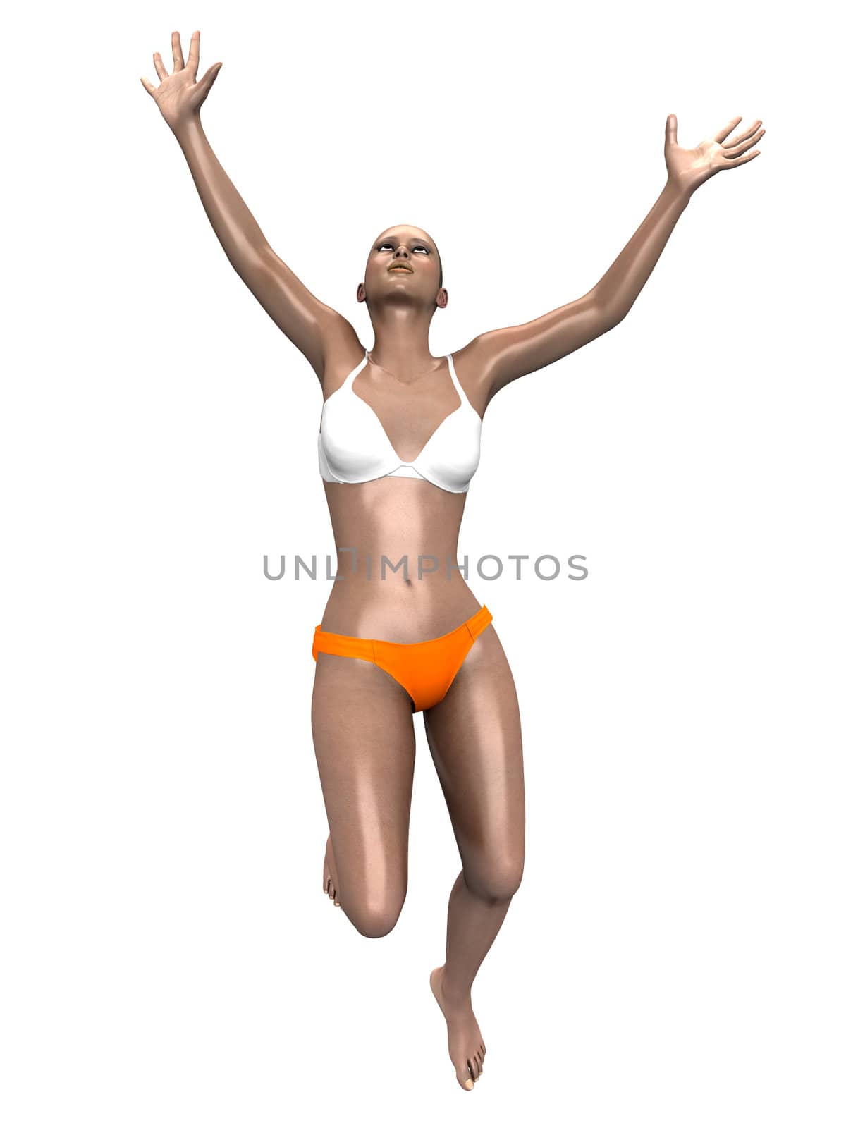 Jumping in Joy. 3D rendered Illustration. Isolated on white. 