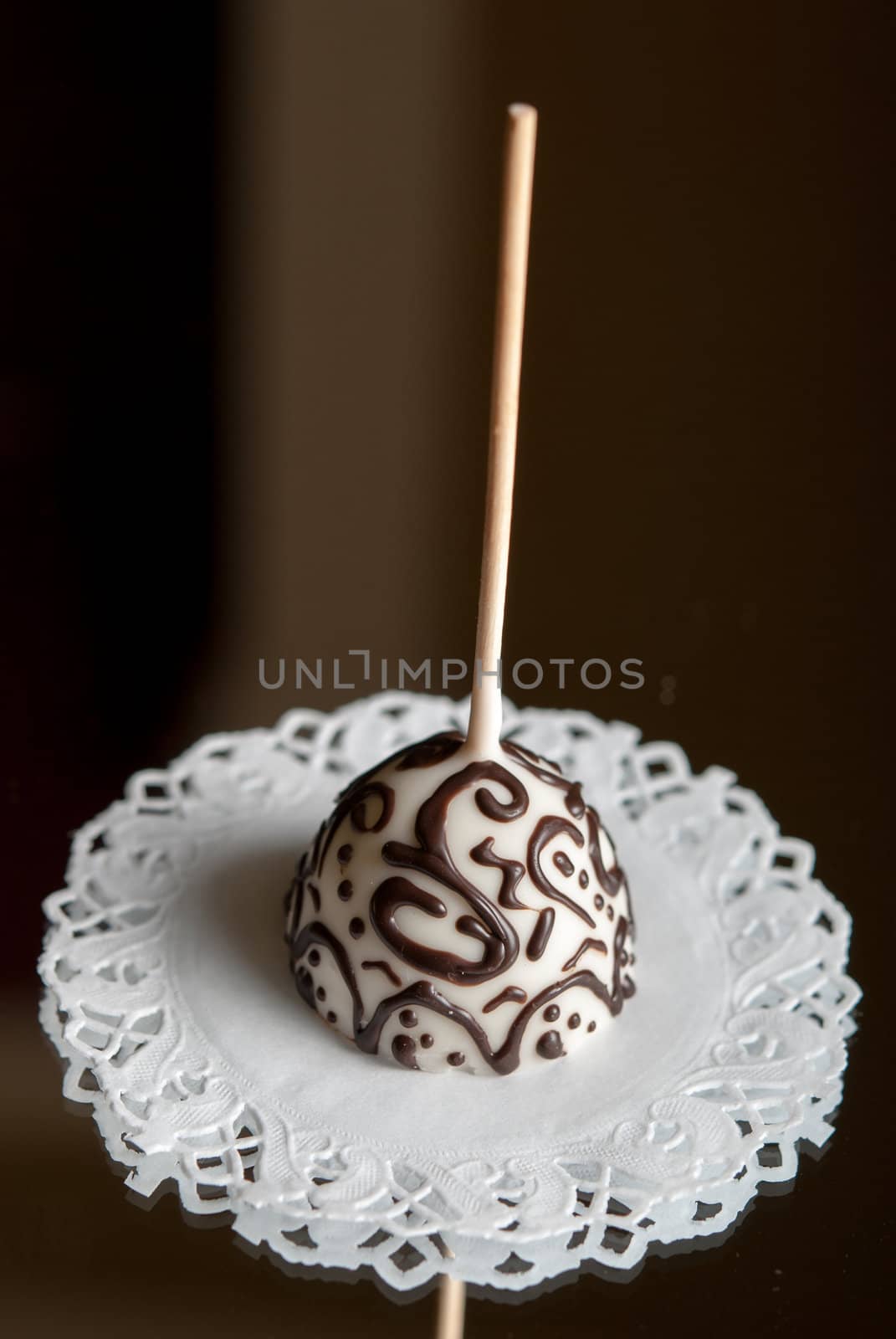 Luxury handmade white chocolate candy with stick