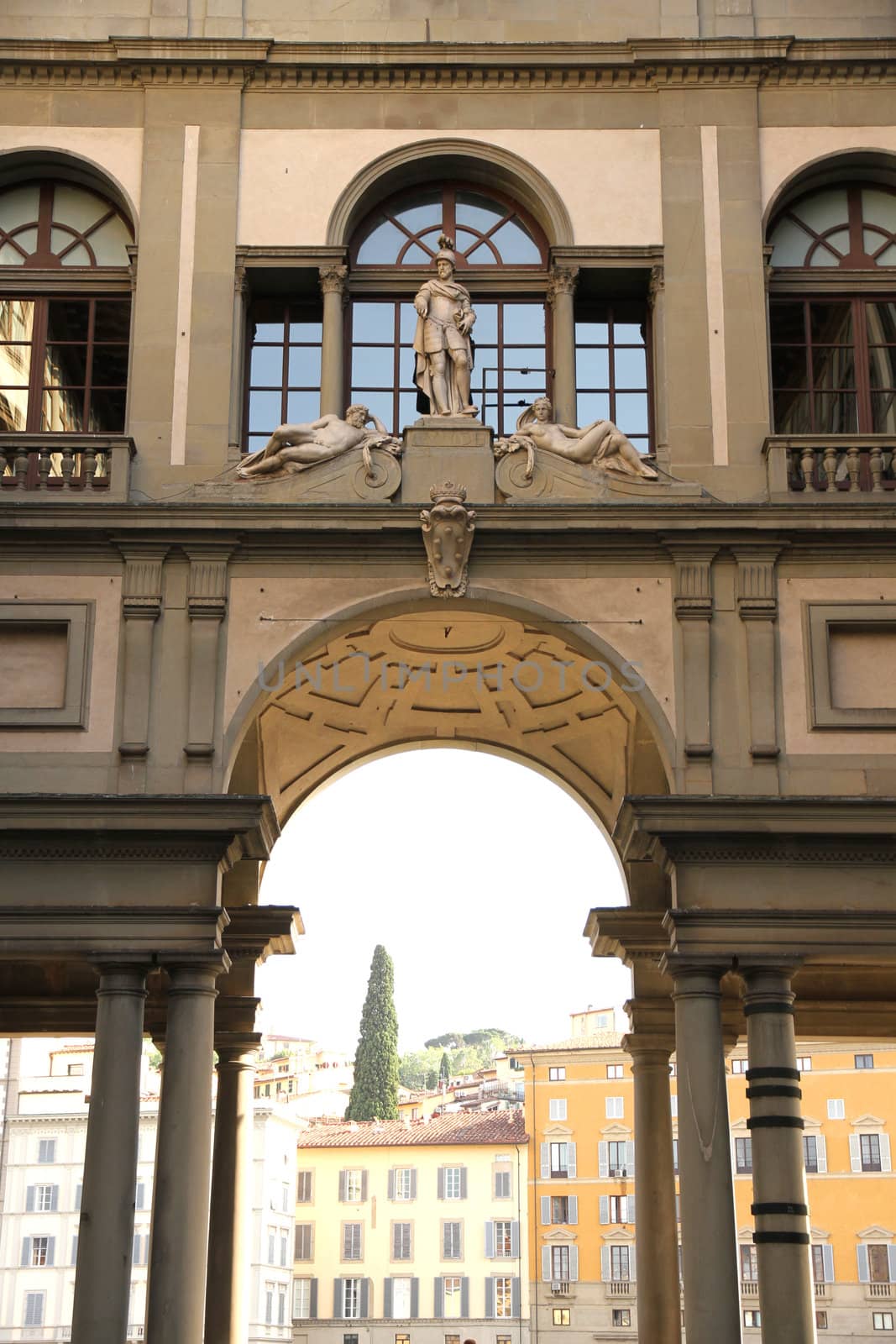 The Piazzale degli Uffizi in Florence, Italy, Europe.