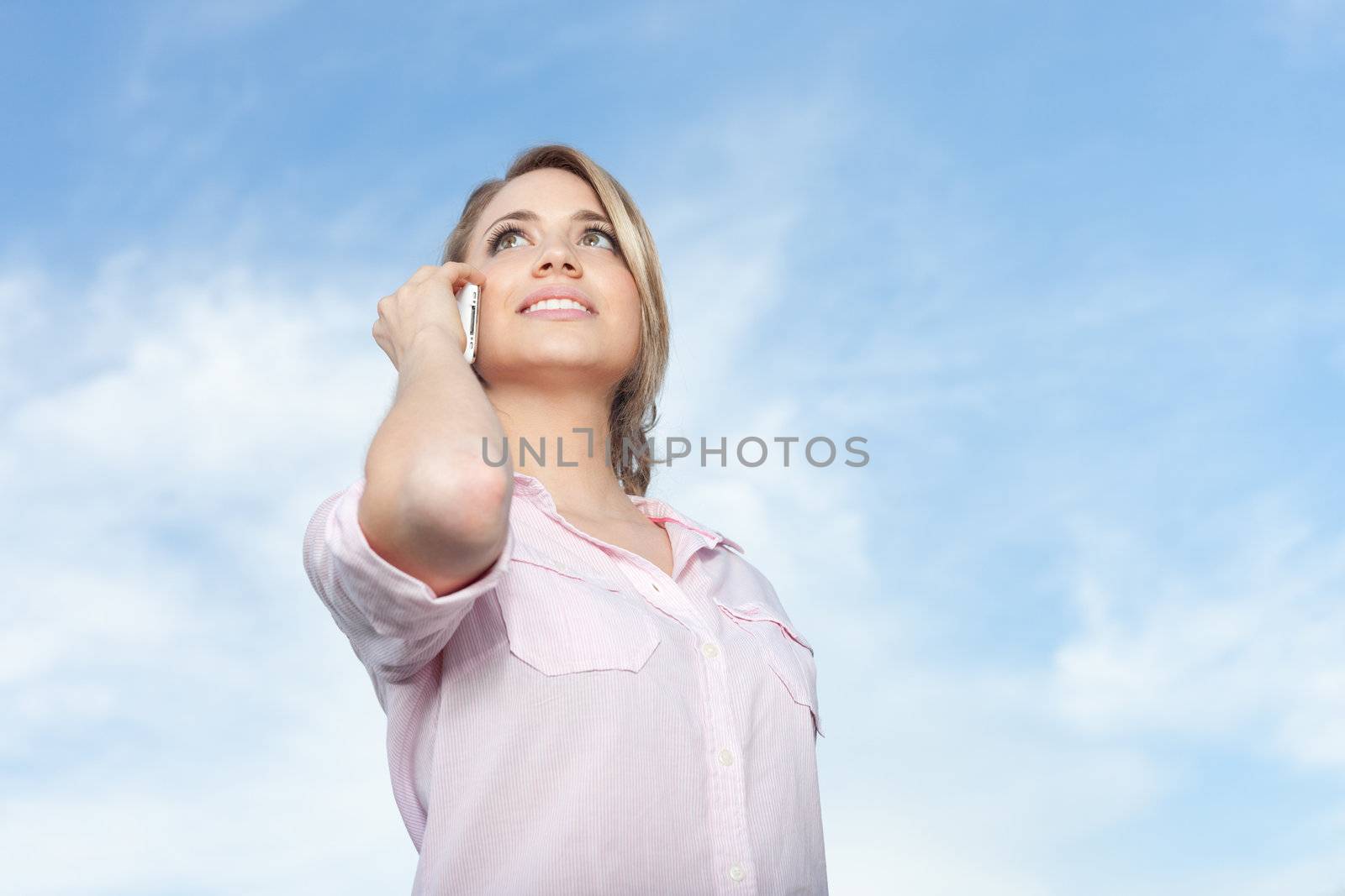 young beautiful woman using cellphone device