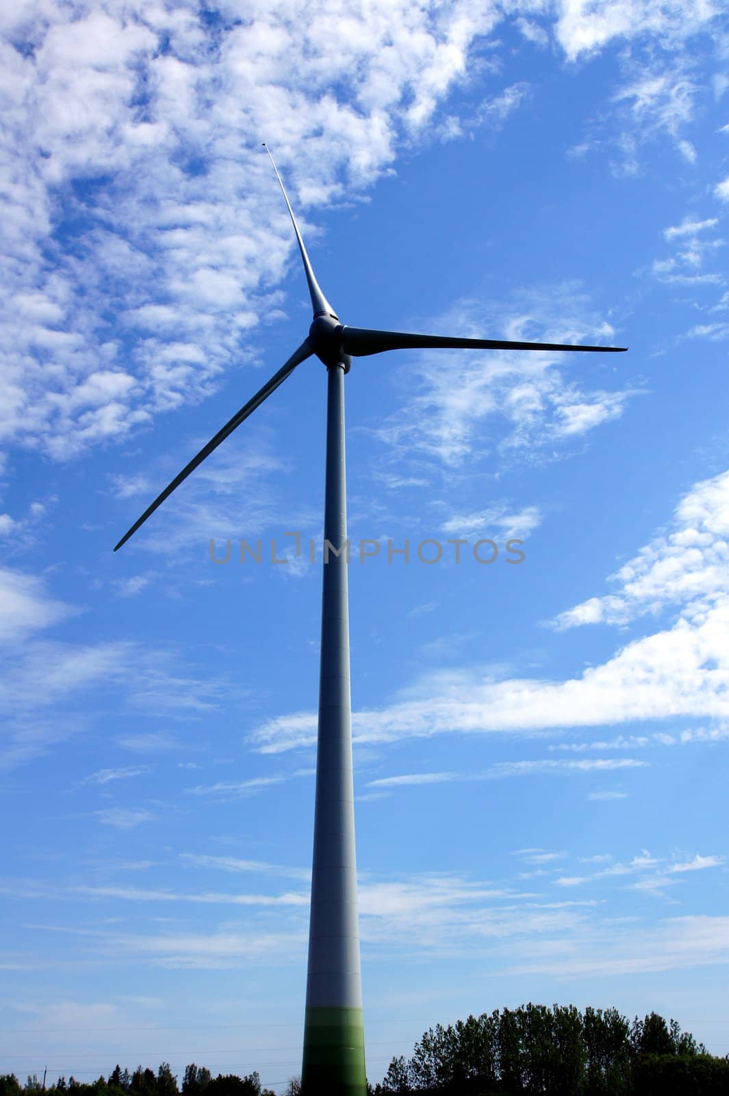 Clean energy being generated by a windmills park