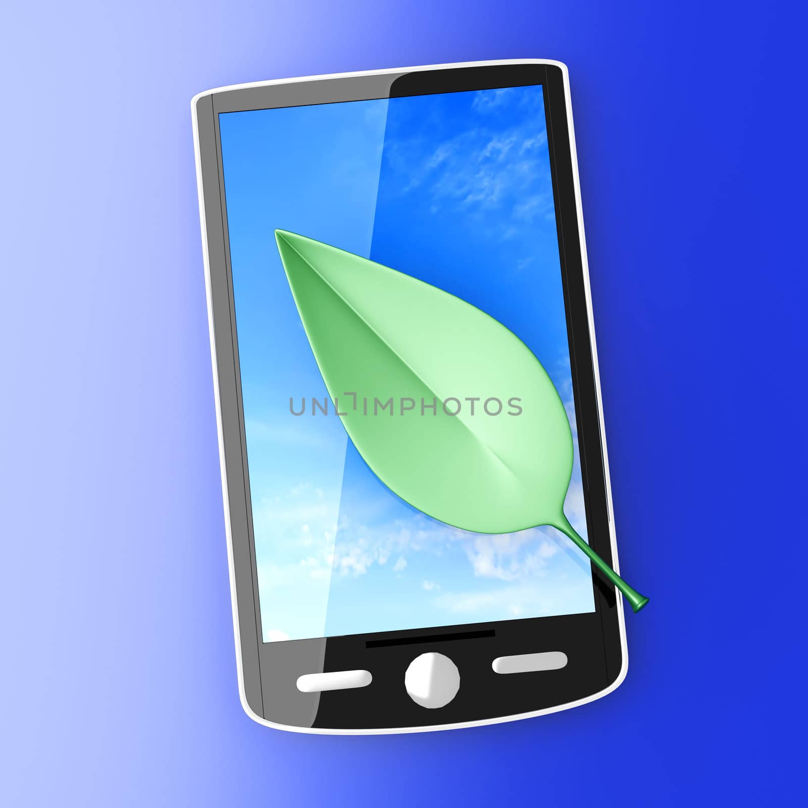 A ecological Smartphone. 3D rendered illustration. 