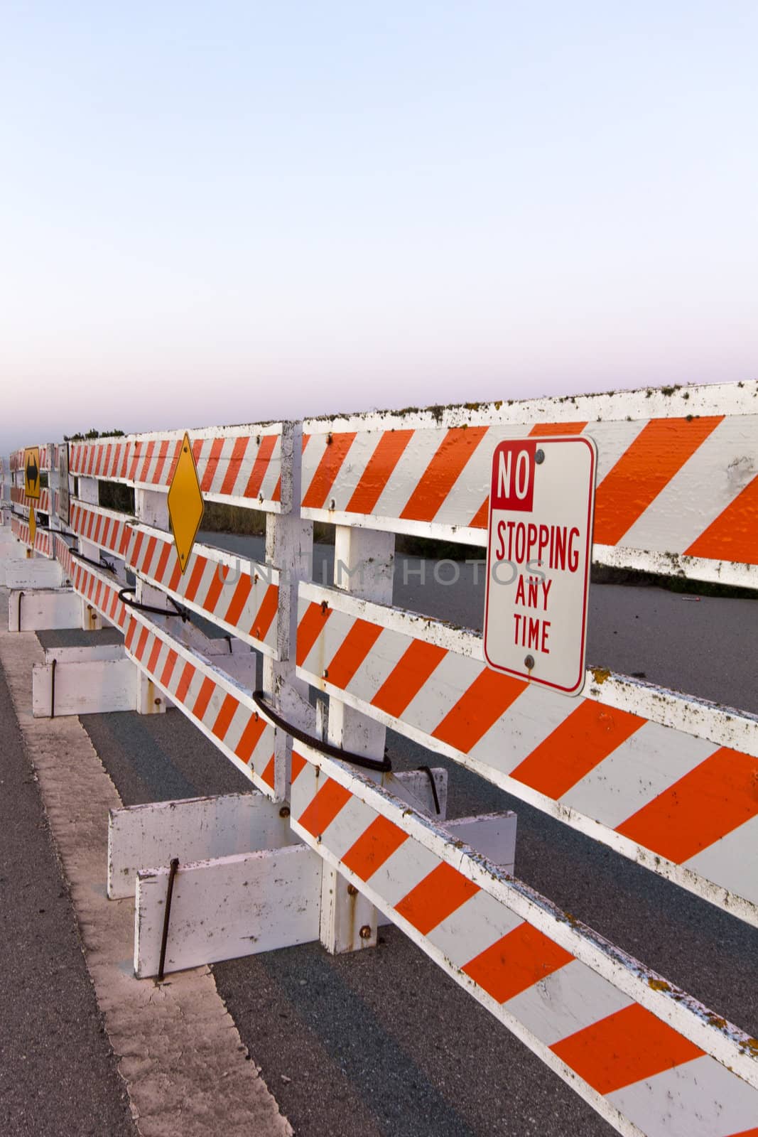 No Stopping Barricade and Sign on Vertical