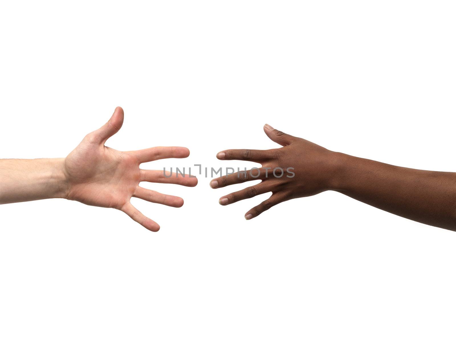 Two hands reaching each other