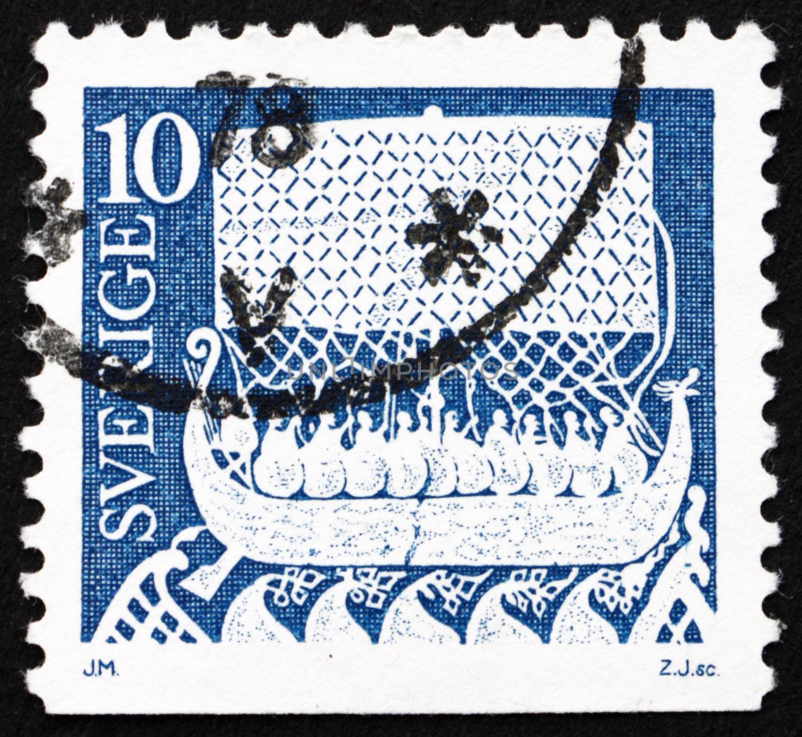 SWEDEN - CIRCA 1973: a stamp printed in the Sweden shows Viking Ship, circa 1973