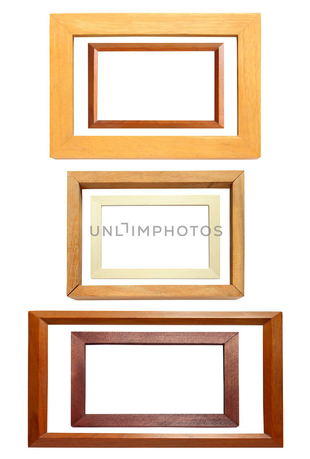 Collection of wooden frame isolated on white background by nuchylee