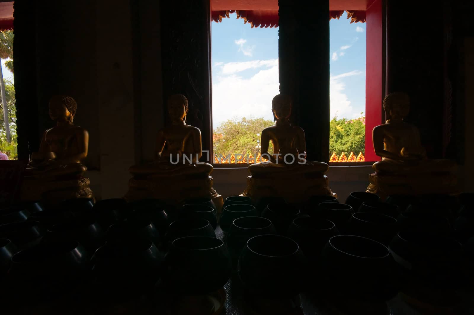 Buddha images in Phramahathat Khannakhon tower, Khonkaen Province in Northeastern of Thailand