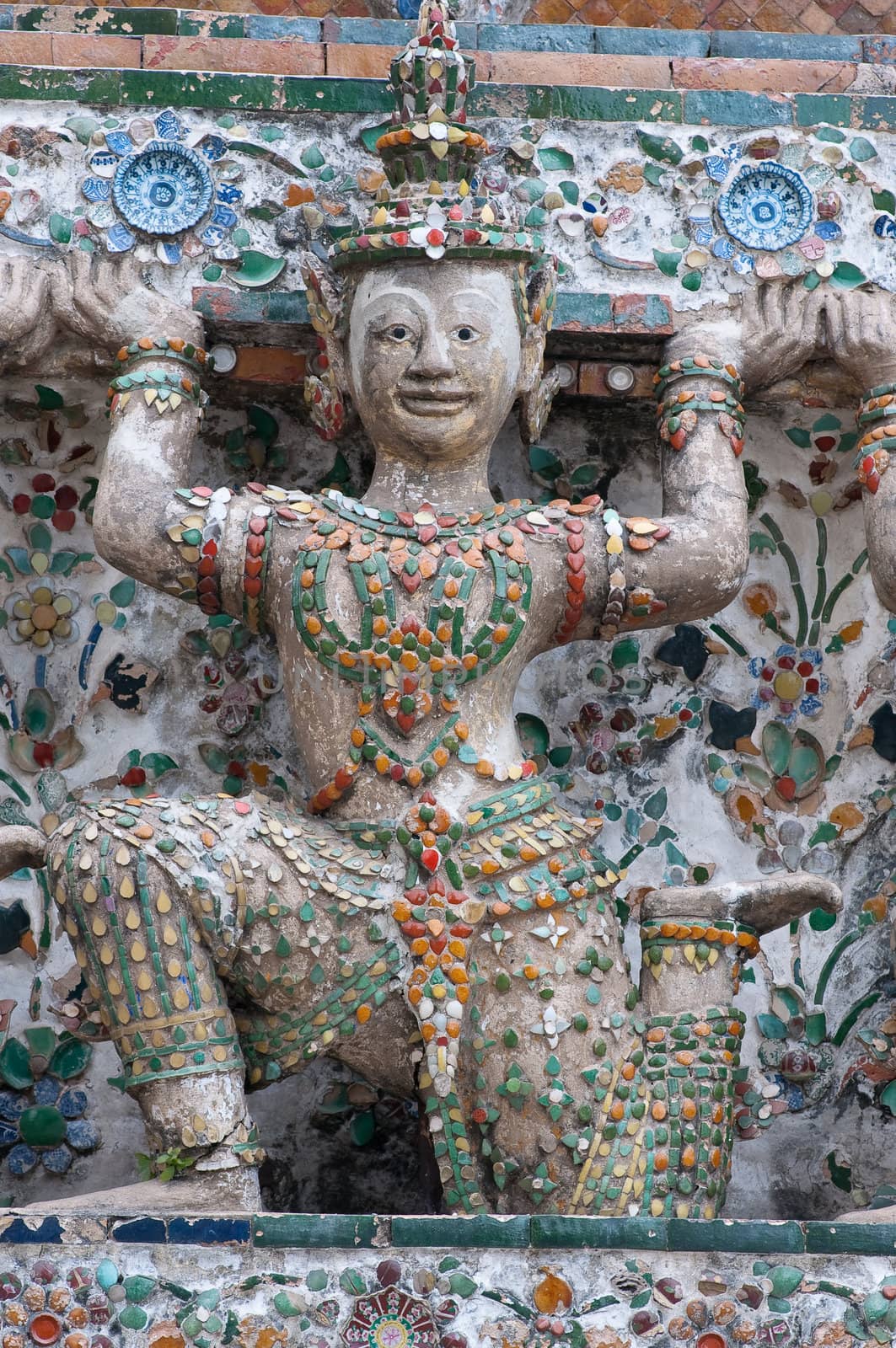 ancient figure in Wat Arun around pagoda, Bangkok Thailand
