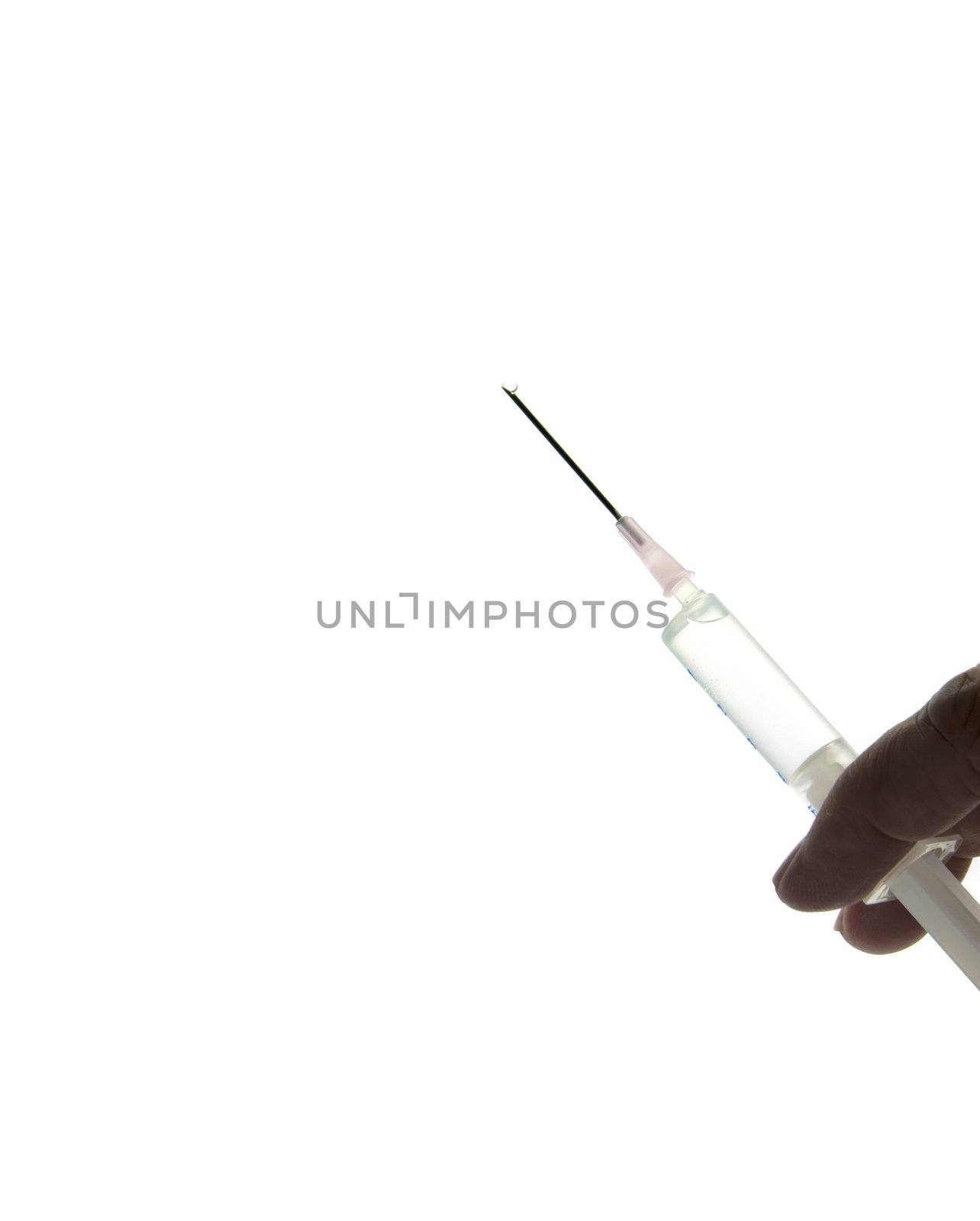 hand with a needle with space for your own text
