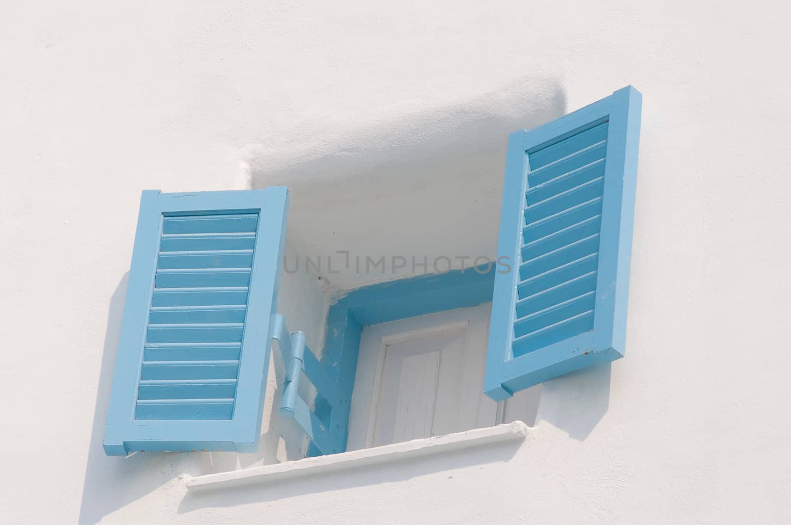 blue vintage windows in Greek Style