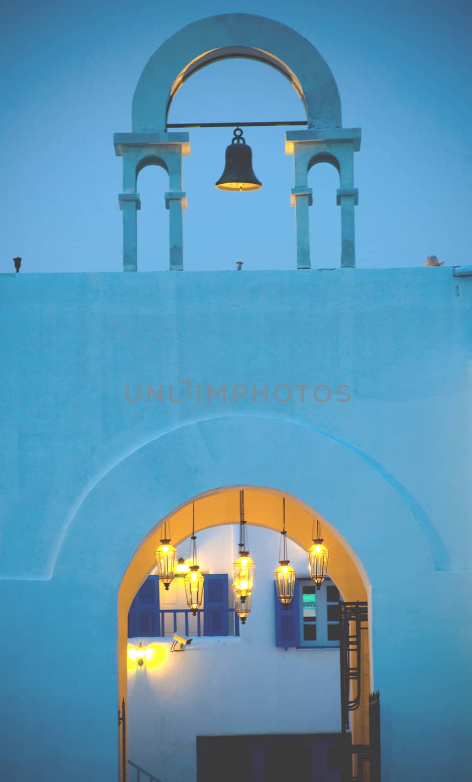 vintage belfry in greek style