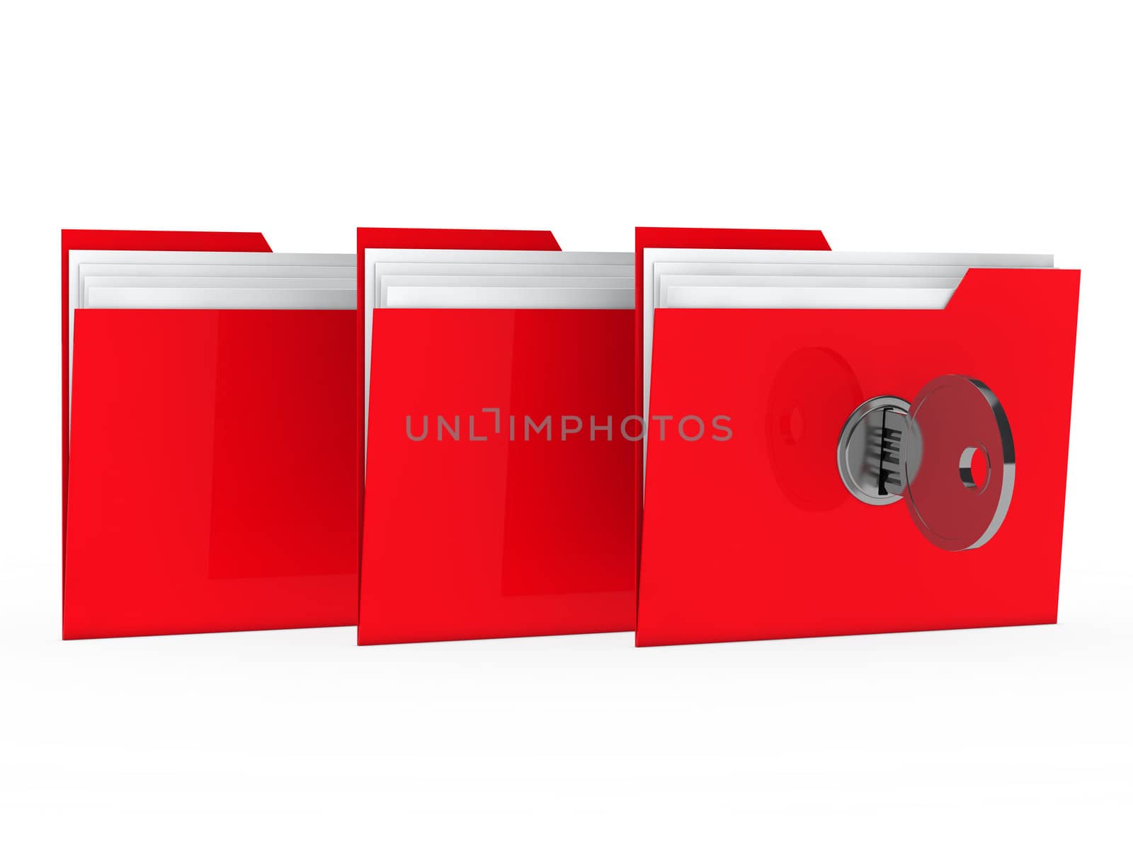 red data folder with paper key close