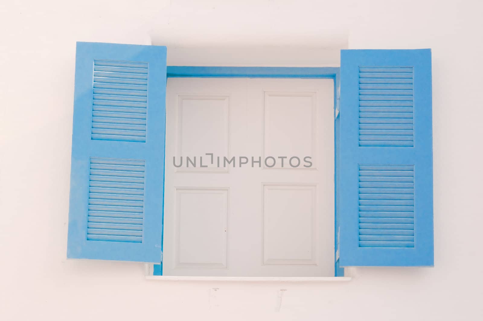 blue vintage windows in Greek Style