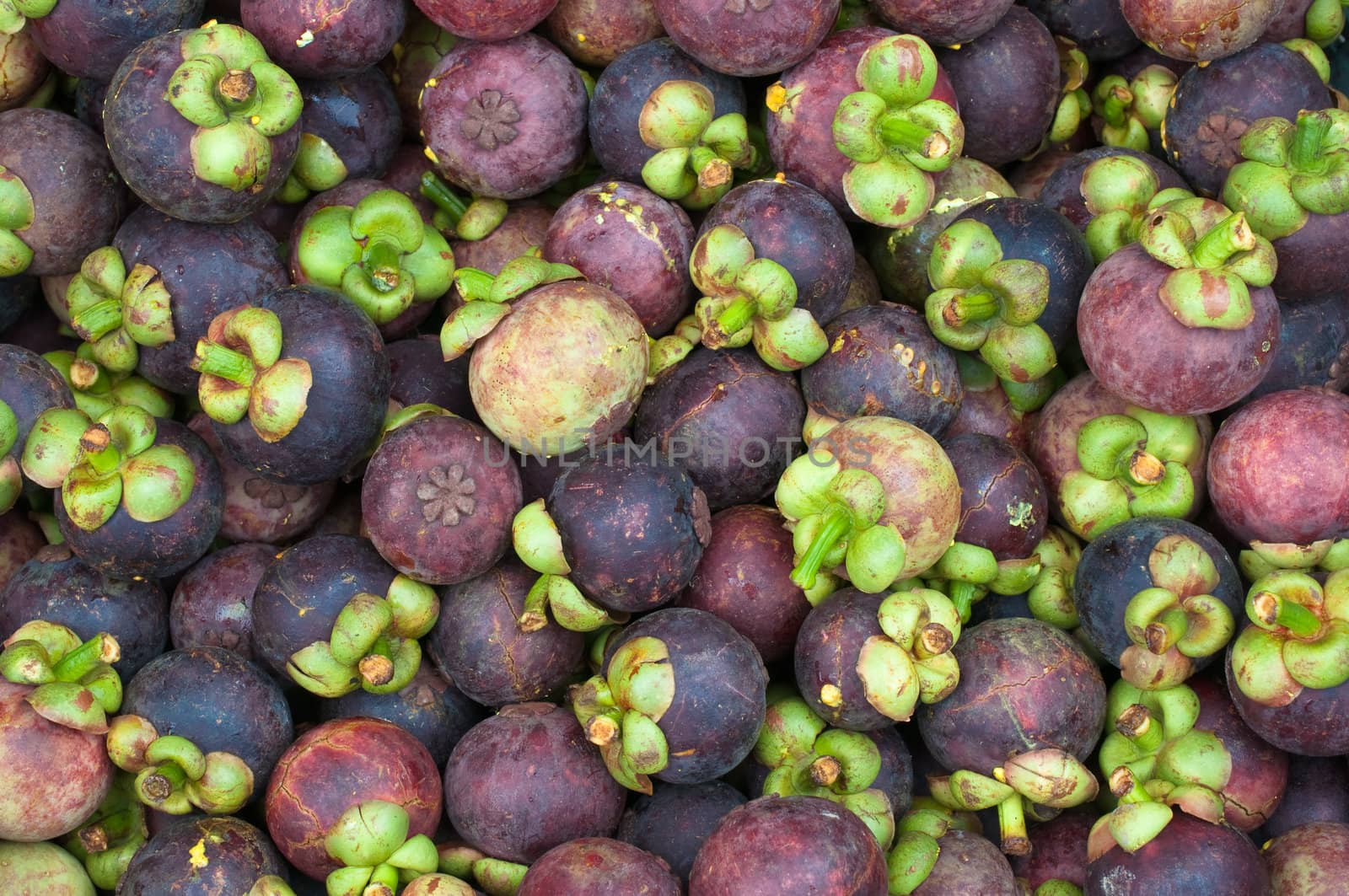 this picture is a group of mangosteens ,Thai fruit