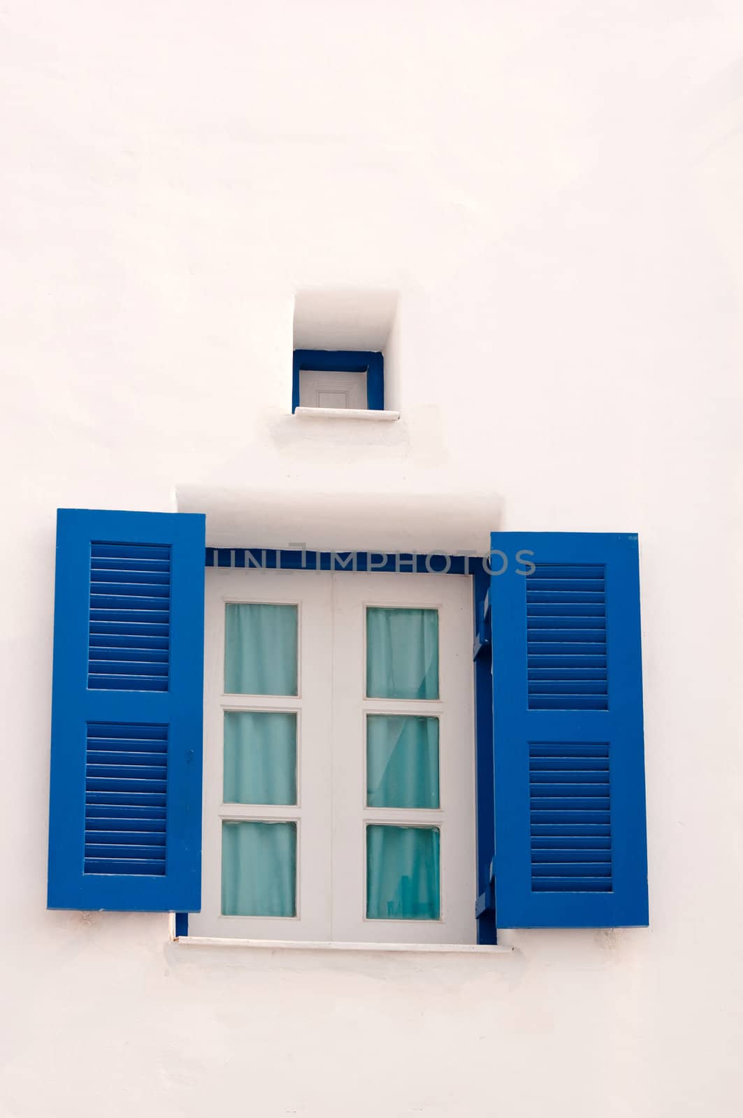 blue vintage windows in Greek Style