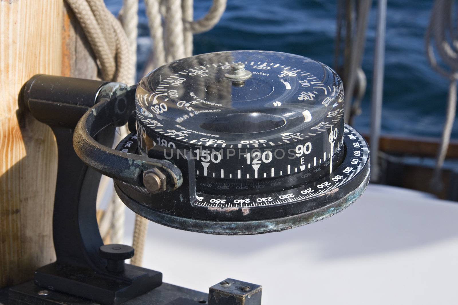 Close up of an old-fashioned ship's compass