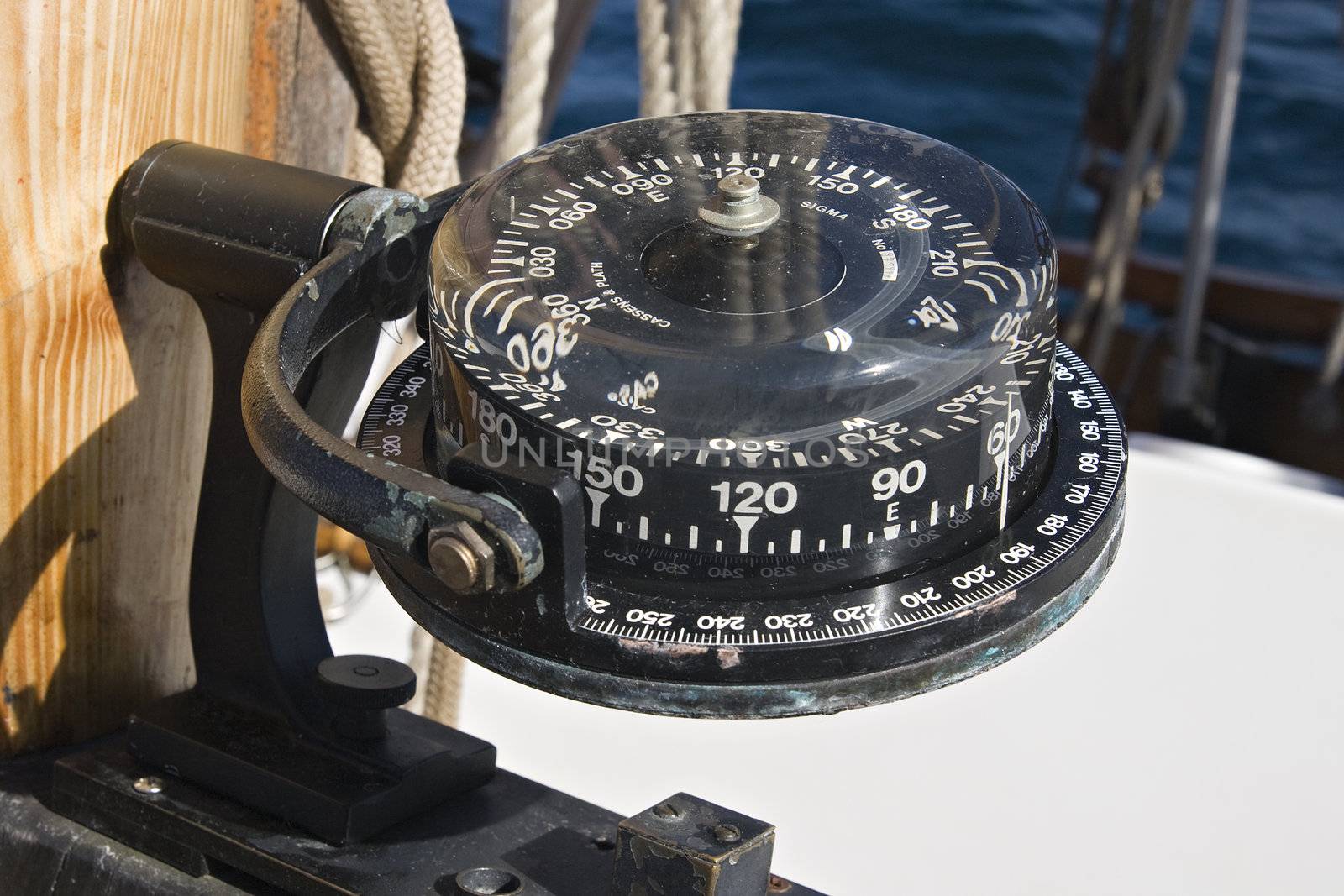 Close up of an old-fashioned ship's compass