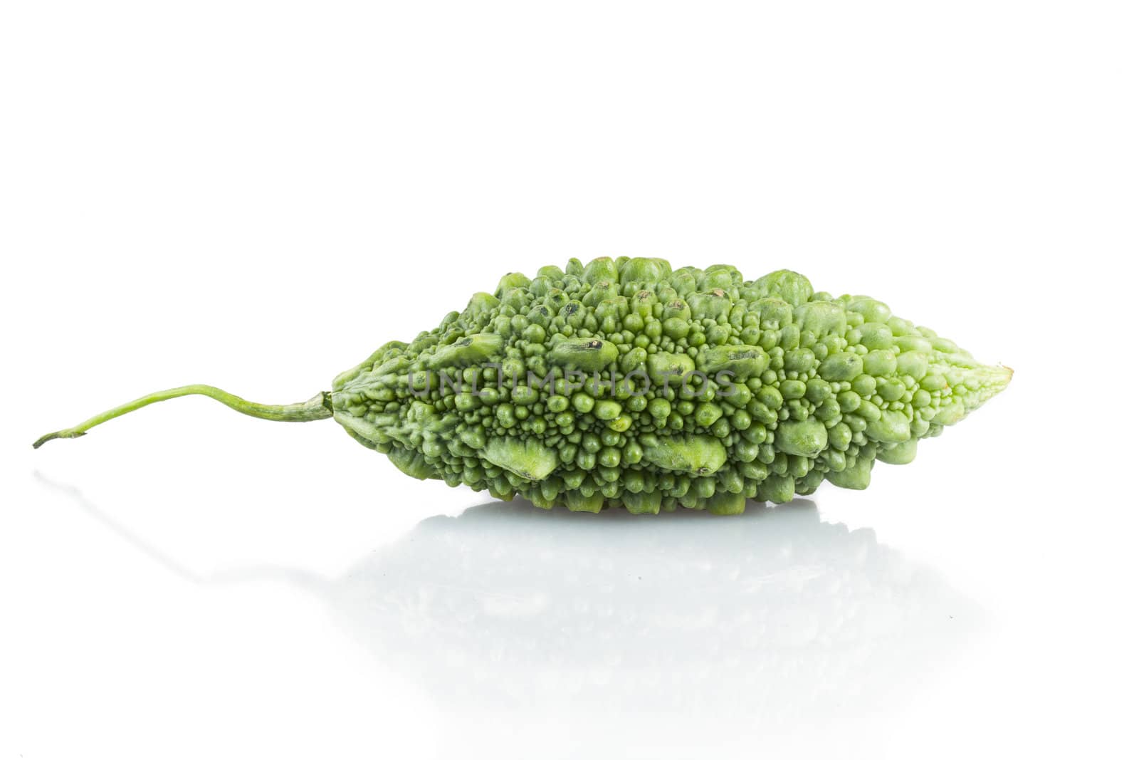 Bitter gourd on white background with reflection