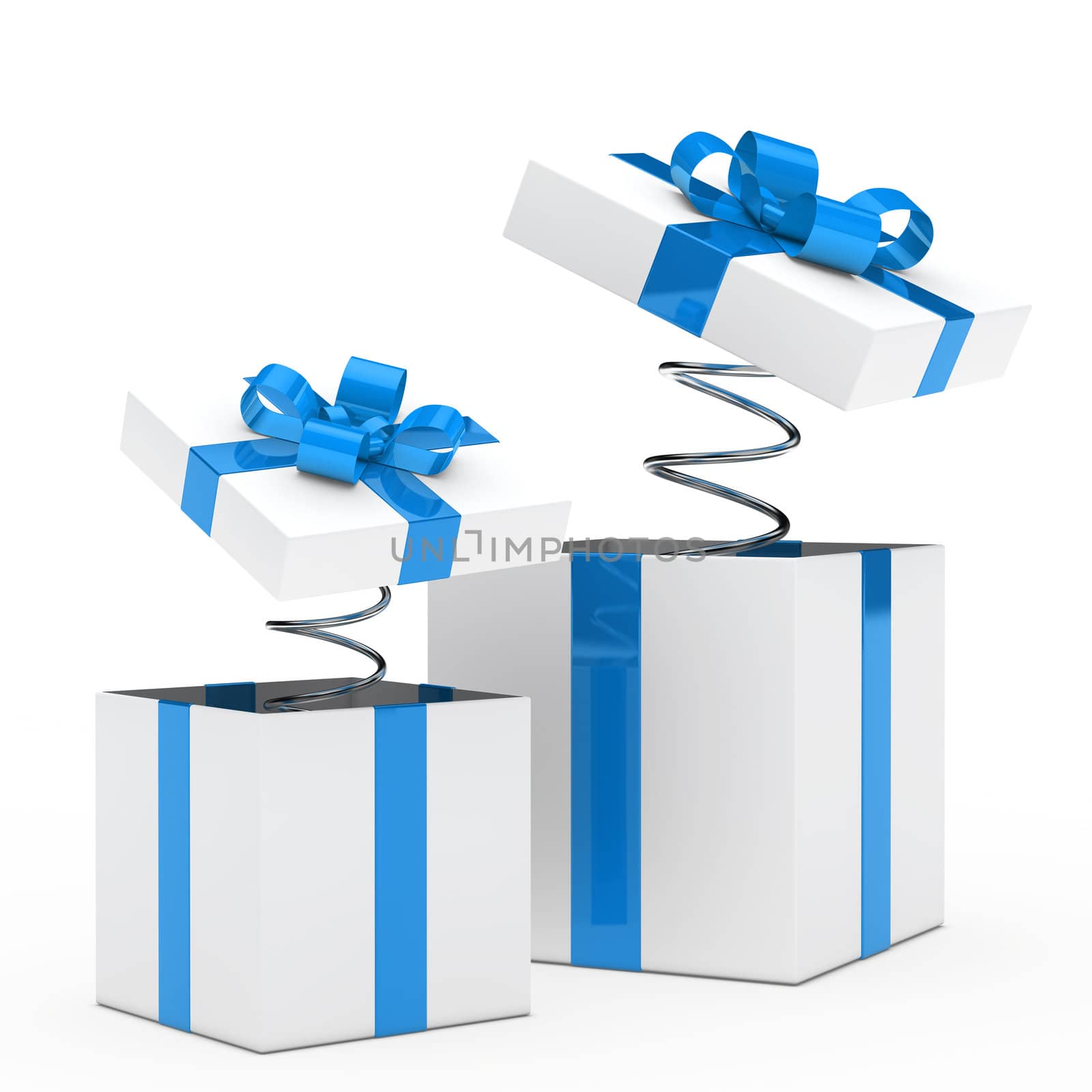 christmas blue white gift box with ribbon