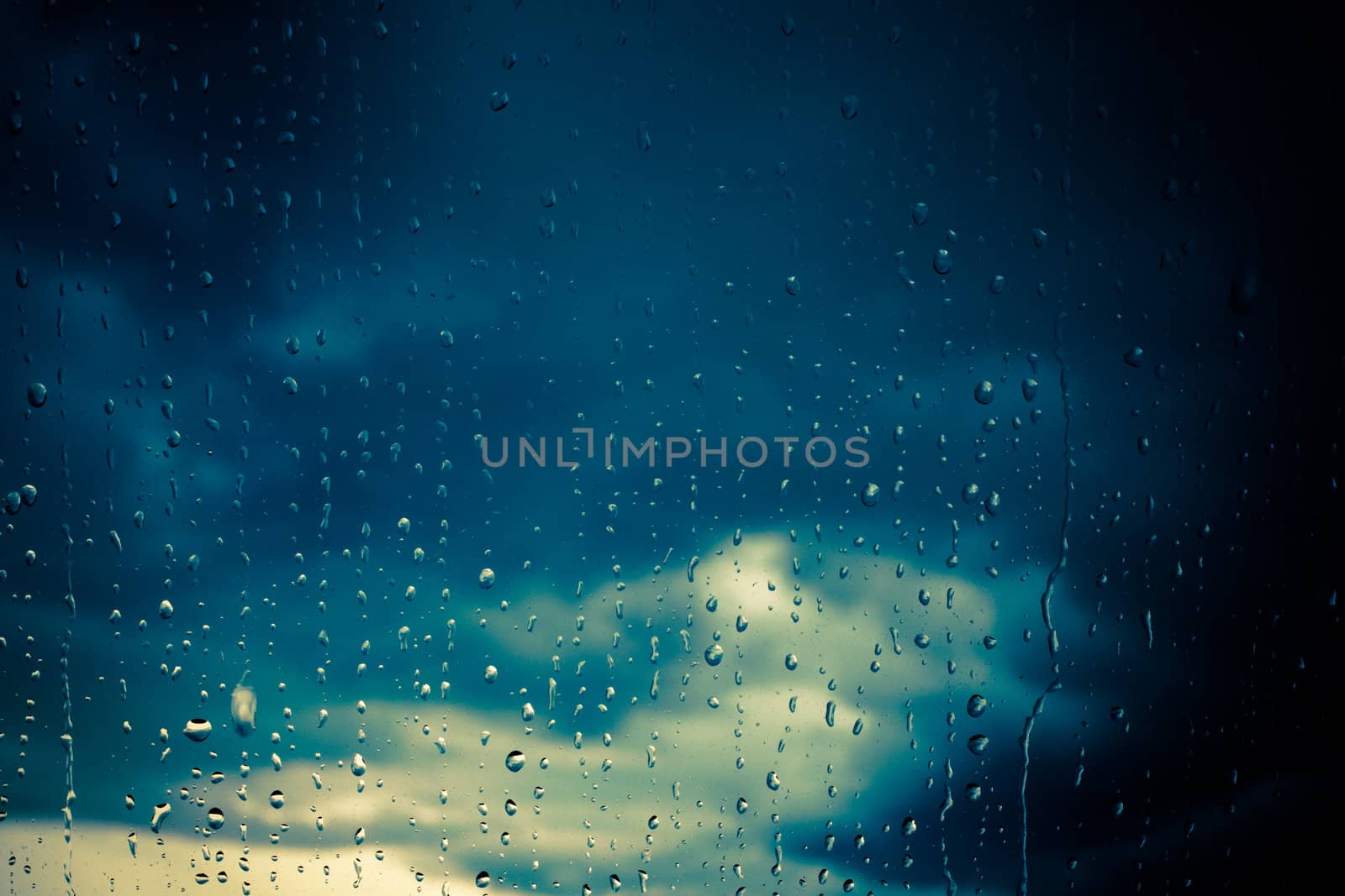 Rain drops on a window, close-up