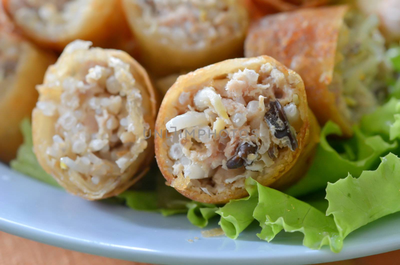 fried Chinese traditional spring rolls , favorite food