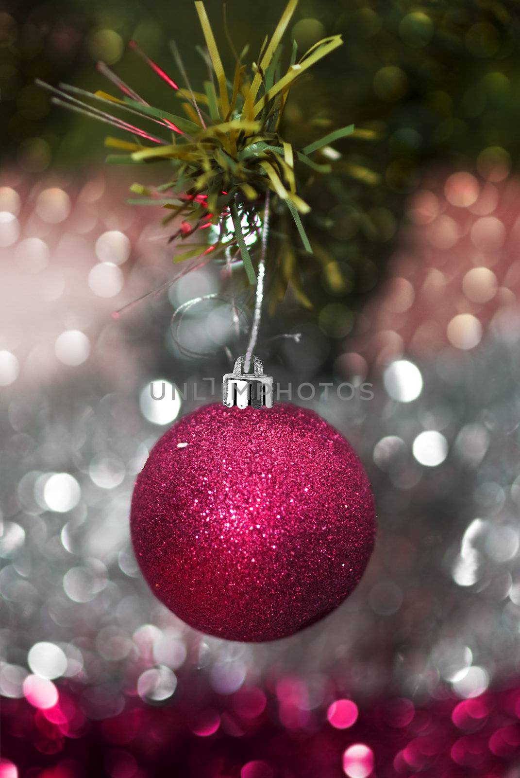 Christmas decorations on a christmas tree