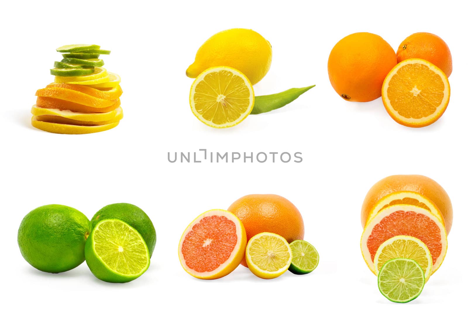 Set of fruits isolated on white background