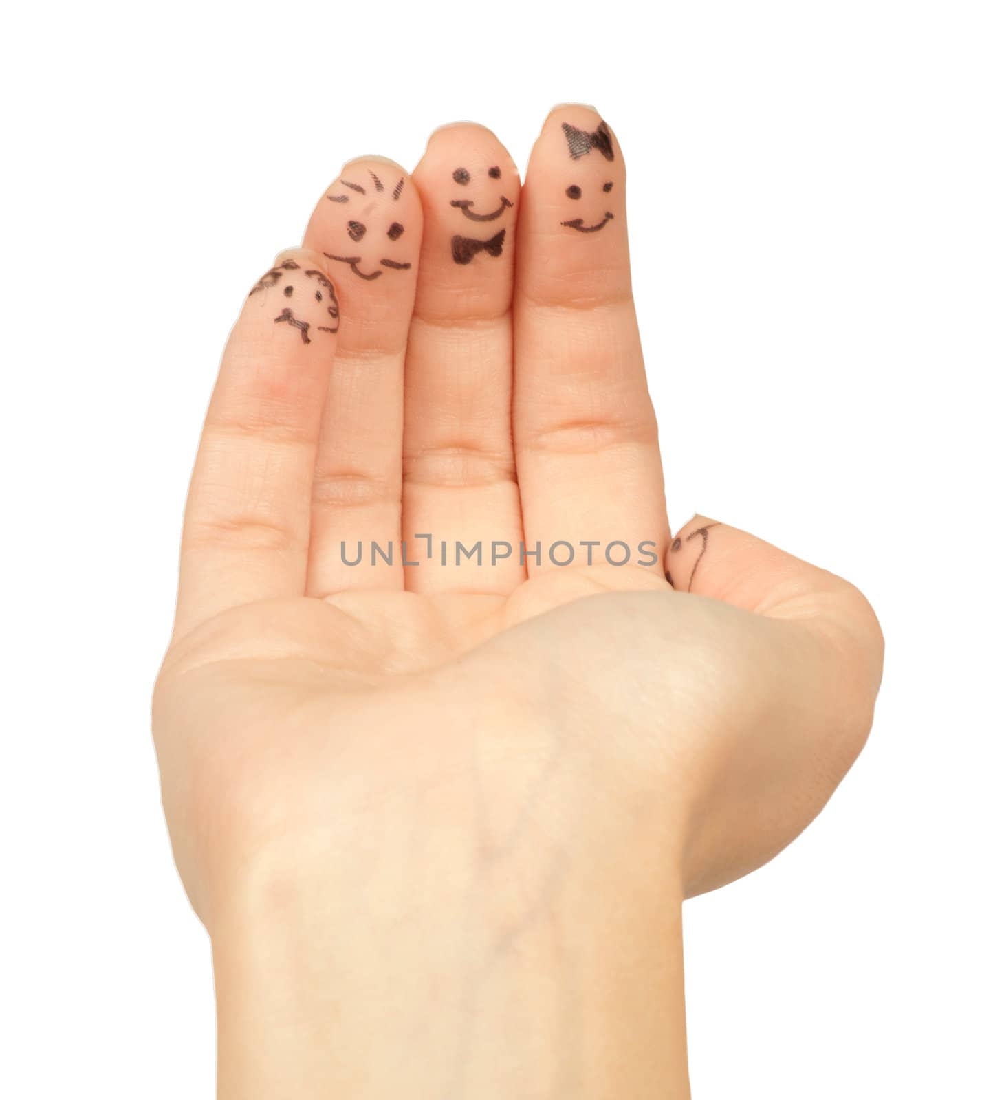 Fingers Family with a space for your text, isolated on white background