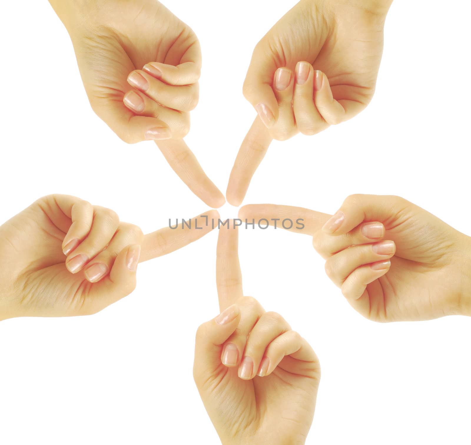 Hands of teamwork , forming the star shape