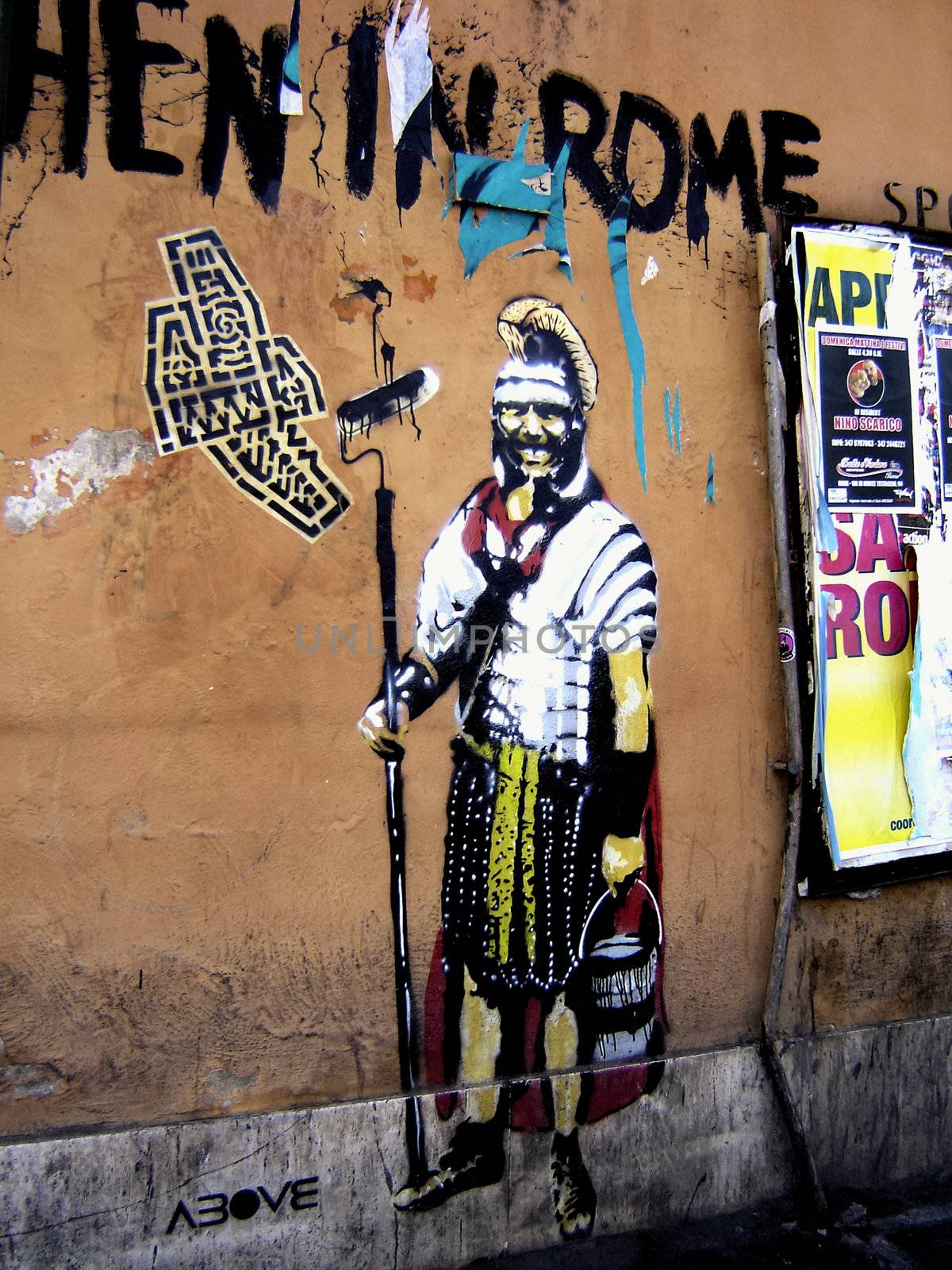 Rome - Italy. Funny graffiti. Street art.