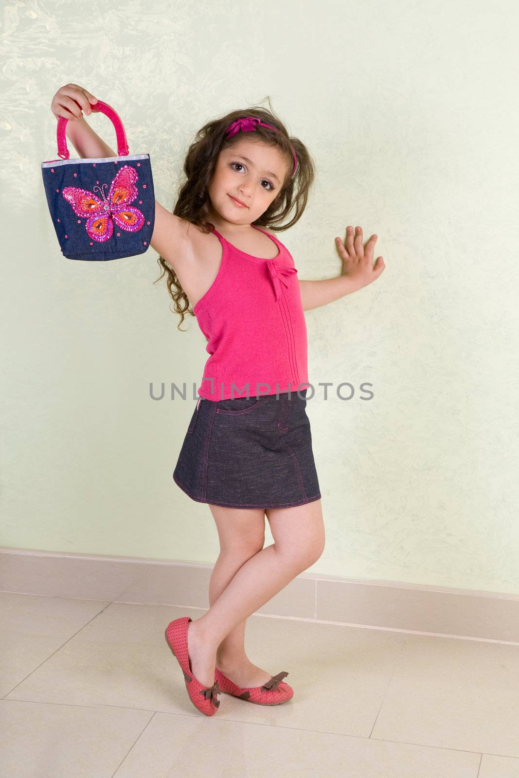 small girl with bag by vsurkov