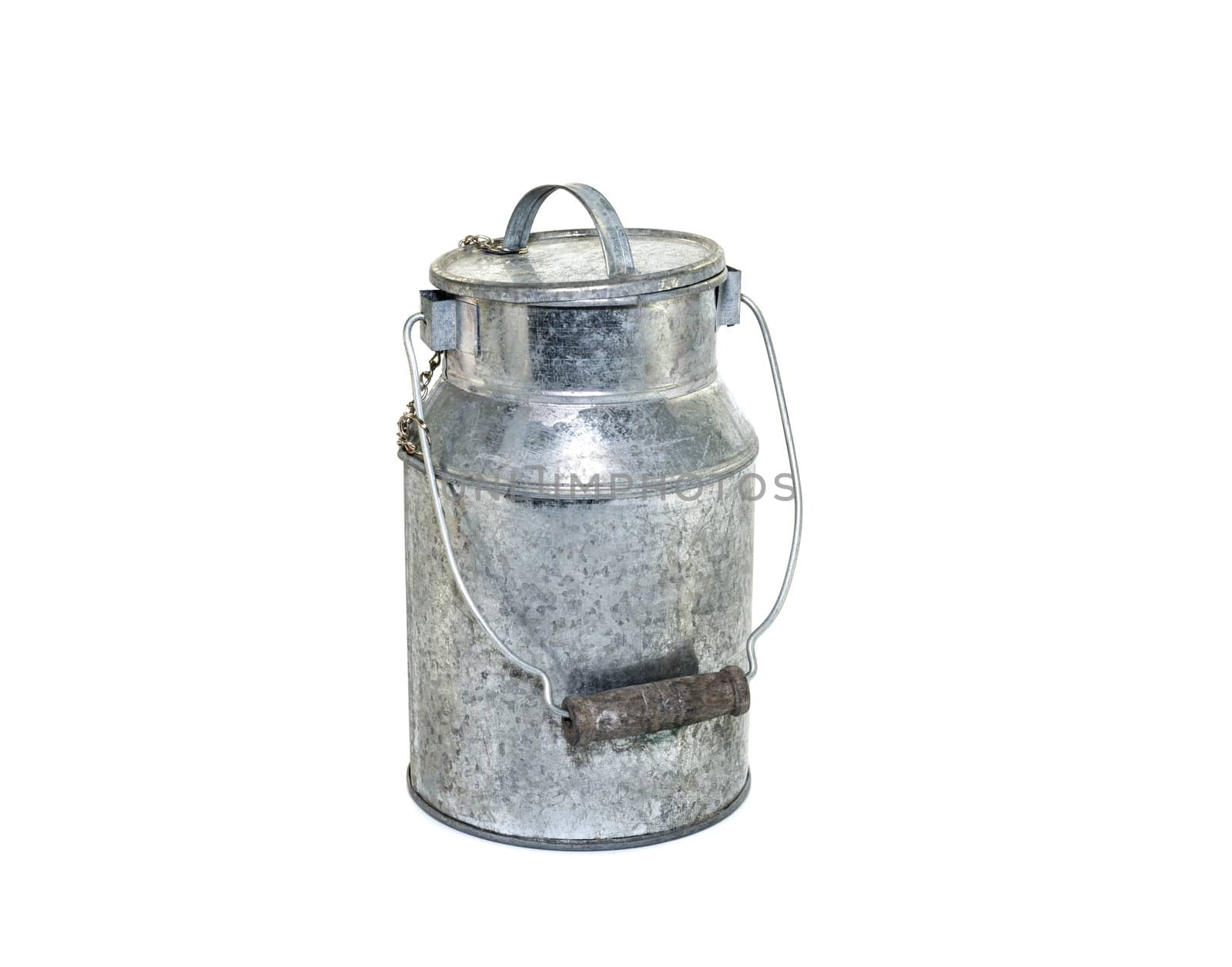 metal can for milk, isolated on white background